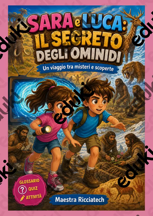 Sara e Luca nella preistoria Opere didattiche / Libri di testo - Sara e Luca nella preistoria - Maestra ricciatech - Pagina di copertina