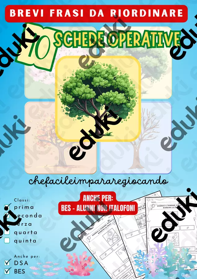 ESTATE - LEGGERE E RIORDINARE FRASI Esercizi - ESTATE - LEGGERE E RIORDINARE FRASI - chefacileimpararegiocando - Pagina di copertina