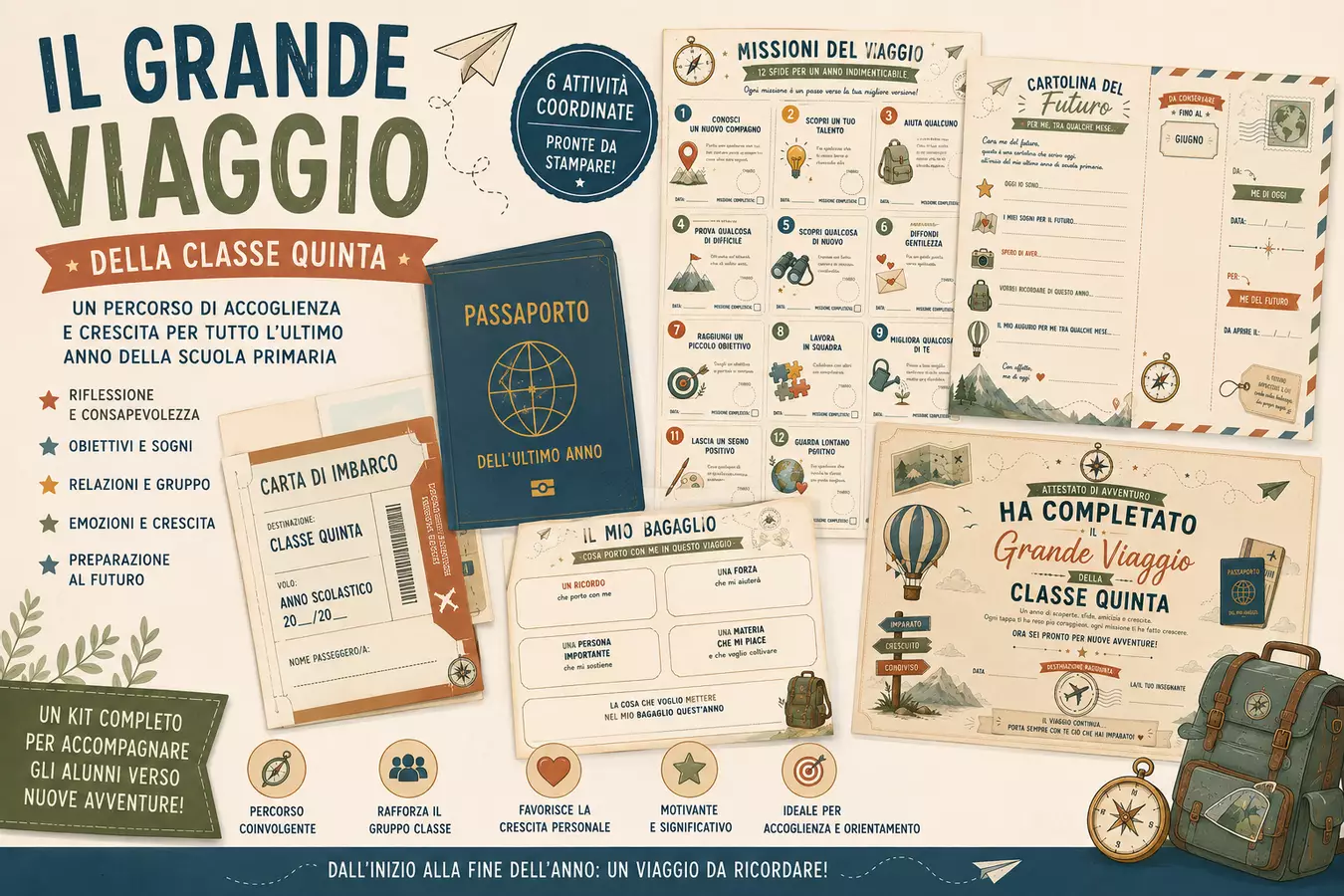 Il Grande Viaggio della Classe Vº | Kit e Percorso Annuale per l’Ultimo Anno della Scuola Primaria Materiale di supporto/inclusione - Il Grande Viaggio della Classe Vº | Kit e Percorso Annuale per l’Ultimo Anno della Scuola Primaria - Edugiocando - Pagina di copertina
