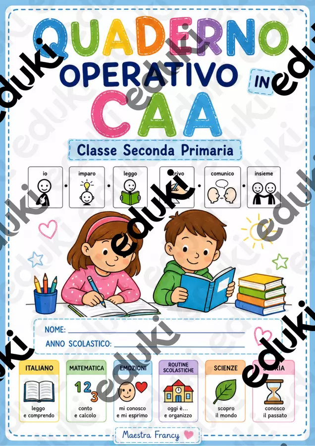 QUADERNO OPERATIVO IN CAA CLASSE 2 ELEMENTARE Materiale di supporto/inclusione - QUADERNO OPERATIVO IN CAA CLASSE 2 ELEMENTARE - Teacher Fra Bonny - Pagina di copertina