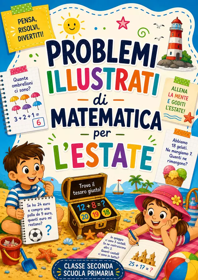 Problemi illustrati di matematica per l'estate Esercizi - Problemi illustrati di matematica per l'estate - STEM nello zaino - Pagina di copertina