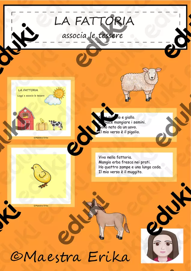 "la fattoria" Associa le tessere Flashcard - "la fattoria" Associa le tessere - Maestra Erika - Pagina di copertina