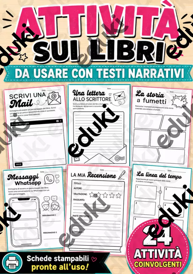 24 schede creative sul testo narrativo Schede informative - 24 schede creative sul testo narrativo - Maestro Fabio Giochiecolori - Pagina di copertina