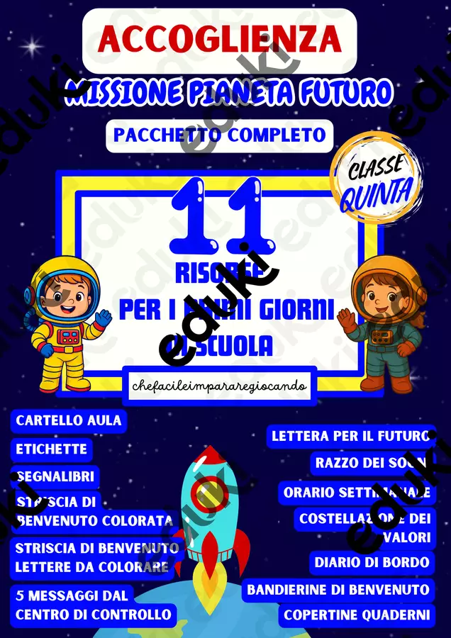 ACCOGLIENZA CLASSE QUINTA - 11 RISORSE – MISSIONE FUTURO Materiale di supporto/inclusione - ACCOGLIENZA CLASSE QUINTA - 11 RISORSE – MISSIONE FUTURO - chefacileimpararegiocando - Pagina di copertina