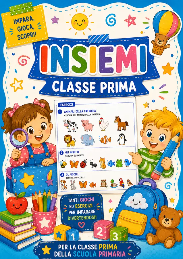 Insiemi classe prima Esercizi - Insiemi classe prima - STEM nello zaino - Pagina di copertina
