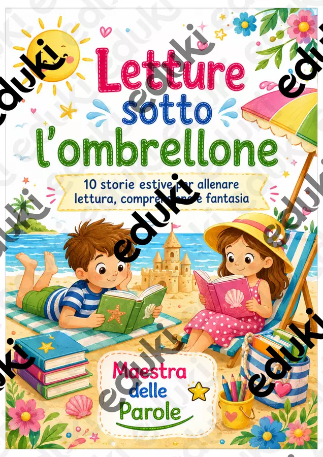 LETTURE SOTTO L'OMBRELLONE CLASSE 1^ e 2^ Materiale di supporto/inclusione - LETTURE SOTTO L'OMBRELLONE CLASSE 1^ e 2^ - Maestra Delle Parole - Pagina di copertina