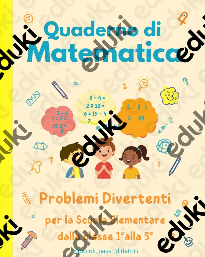 Quaderno di Matematica- Problemi 1° a 5° elemtare Esercizi - Quaderno di Matematica- Problemi 1° a 5° elemtare - Piccoli passi Didattici - Pagina di copertina