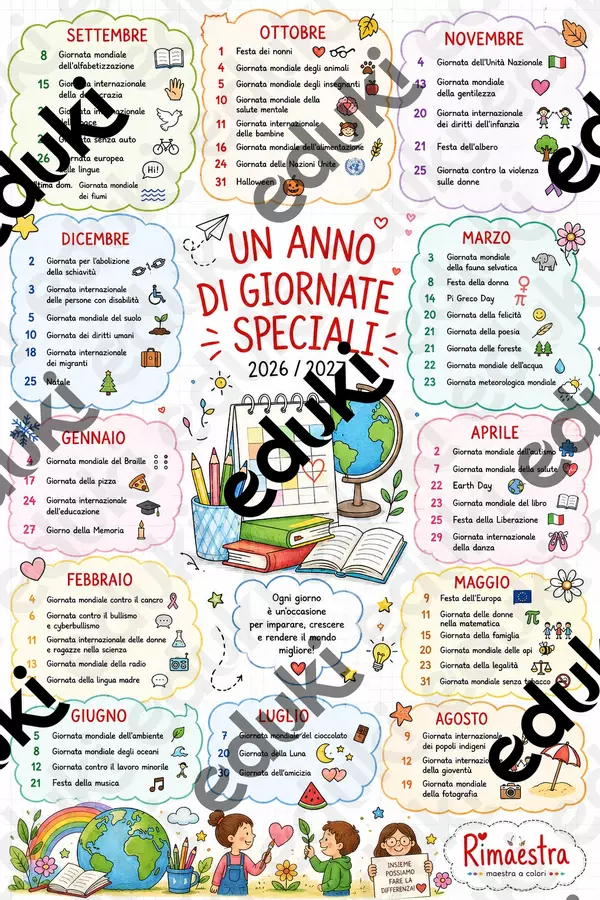 Calendario delle giornate celebrative Altro tipo di materiale - Calendario delle giornate celebrative - Rimaestra - Pagina di copertina