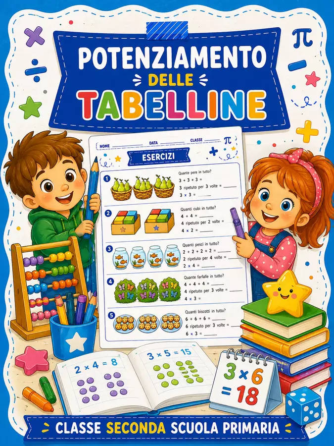 Potenziamento delle tabelline classe seconda Esercizi - Potenziamento delle tabelline classe seconda - STEM nello zaino - Pagina di copertina