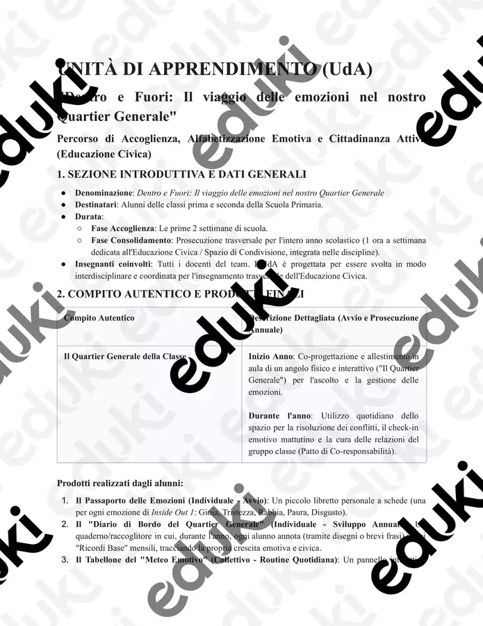 SN_ UdA Accoglienza Inside Out UdA - SN_ UdA Accoglienza Inside Out - Maestra Sofia - Pagina di copertina