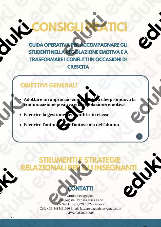 GUIDA OPERATIVA PER ACCOMPAGNARE GLI STUDENTI NELLA REGOLAZIONE EMOTIVA Materiale di supporto/inclusione - GUIDA OPERATIVA PER ACCOMPAGNARE GLI STUDENTI NELLA REGOLAZIONE EMOTIVA - Erika - La tua pedagogista - Pagina di copertina