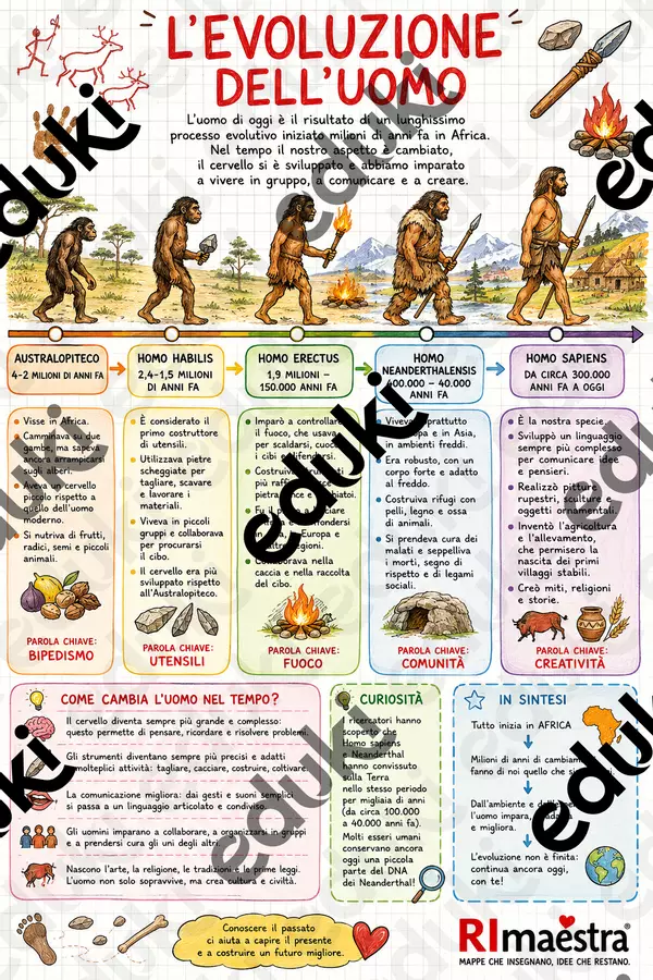 Mappa sull'evoluzione dell'uomo Mappe concettuali - Mappa sull'evoluzione dell'uomo - Rimaestra - Pagina di copertina