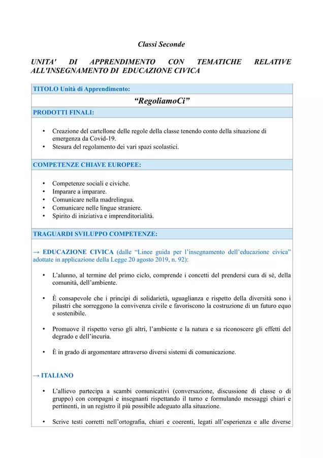 UDA RegoliamoCi (ed. civica - rispetto delle regole) Altro tipo di materiale - UDA RegoliamoCi (ed. civica - rispetto delle regole) - Maestra Lorena - Pagina di copertina