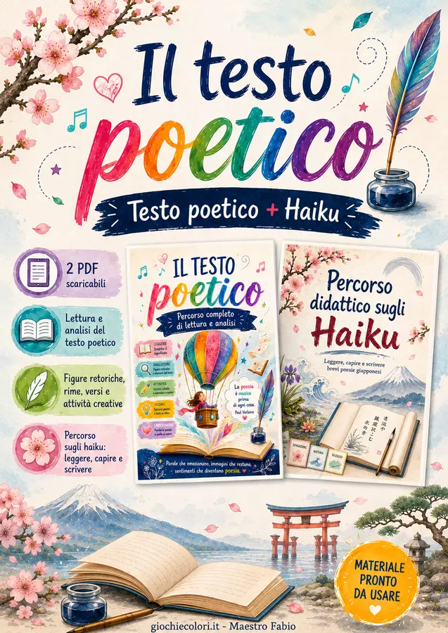 Il testo poetico – Percorso completo+ bonus Haiku Schede informative - Il testo poetico – Percorso completo+ bonus Haiku - Maestro Fabio Giochiecolori - Pagina di copertina