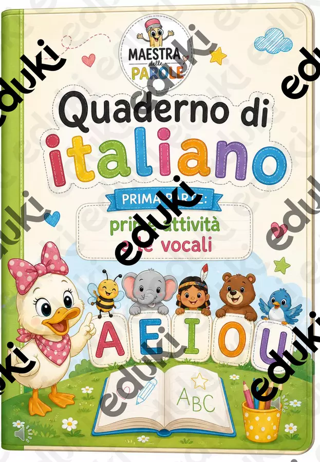 QUADERNO classe prima (primi giorni e le vocali) Materiale di supporto/inclusione - QUADERNO classe prima (primi giorni e le vocali) - Maestra Delle Parole - Pagina di copertina