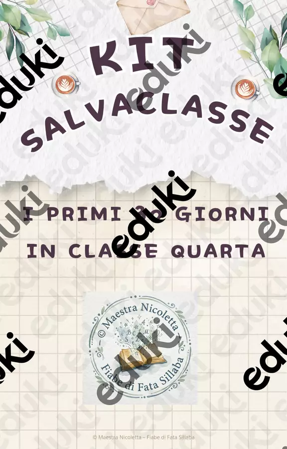 Kit salvaclasse i primi 30 giorni in classe quarta (1) Materiale di supporto/inclusione - Kit salvaclasse i primi 30 giorni in classe quarta (1) - Maestra Nicoletta - Pagina di copertina