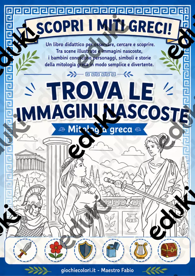 Gioca con gli antichi Greci: libro gioco con miti. Schede informative - Gioca con gli antichi Greci: libro gioco con miti. - Maestro Fabio Giochiecolori - Pagina di copertina