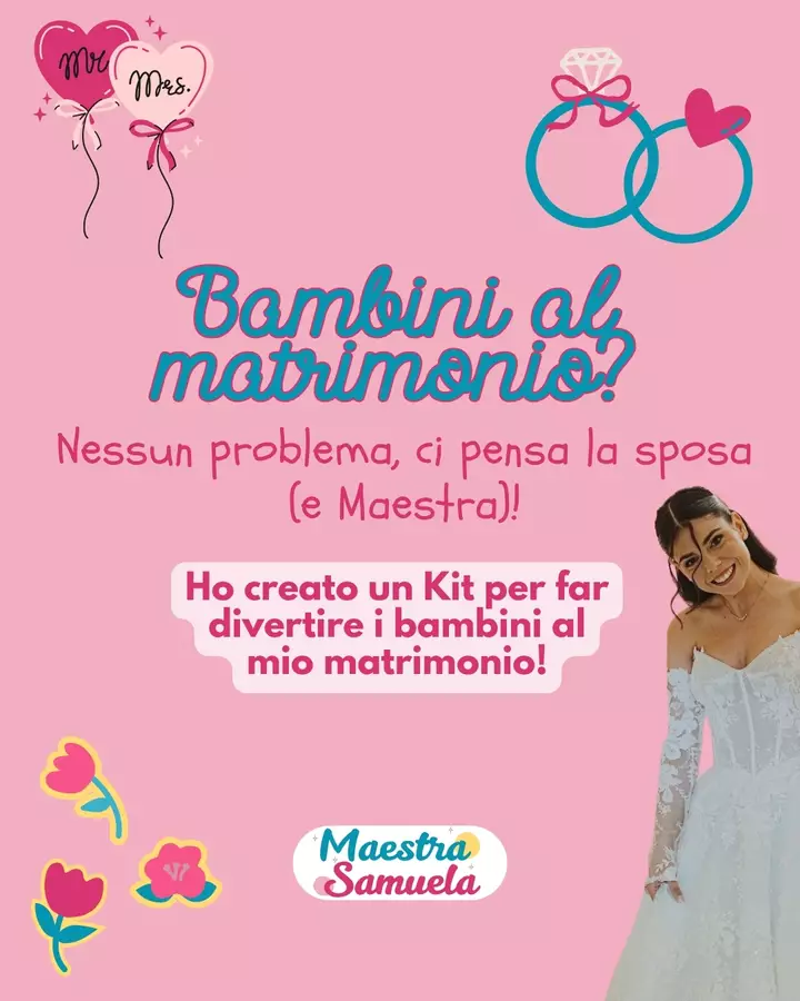 Kit Matrimonio per Bambini - Libricino Giochi e Attività Esercizi - Kit Matrimonio per Bambini - Libricino Giochi e Attività - Maestra Samuela - Pagina di copertina