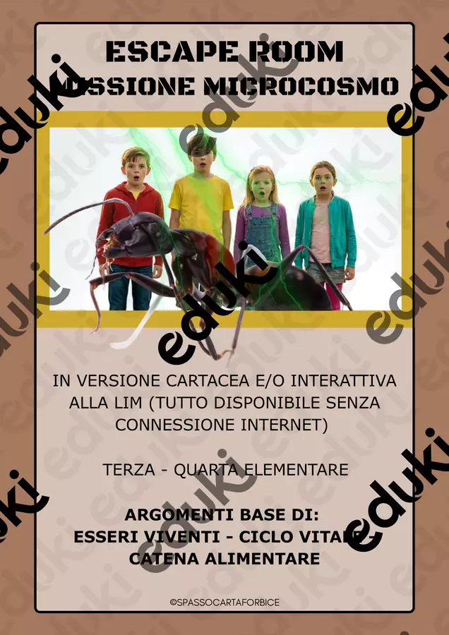 ESCAPE ROOM - MICROCOSMO SCIENZE CLASSE TERZA E QUARTA Esercizi - ESCAPE ROOM - MICROCOSMO SCIENZE CLASSE TERZA E QUARTA - Spassocartaforbice - Pagina di copertina