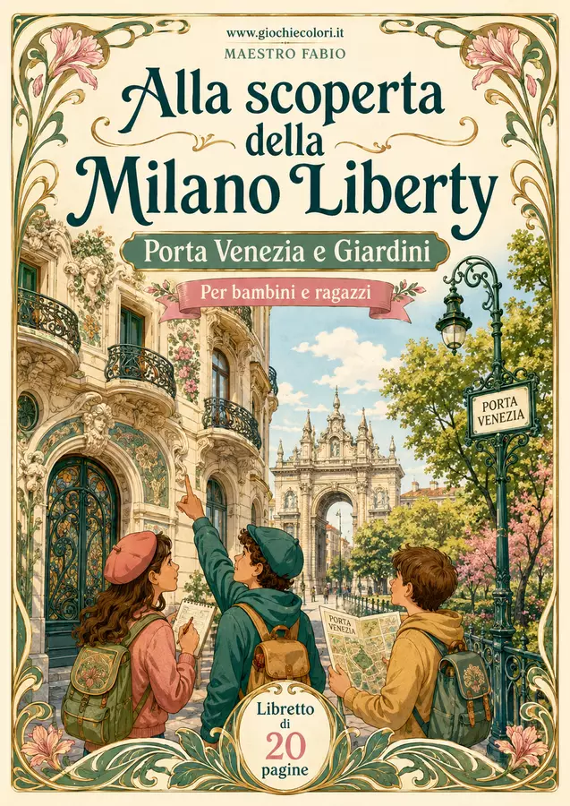 alla scoperta della milano liberty (bambini e ragazzi) Opere didattiche / Libri di testo - alla scoperta della milano liberty (bambini e ragazzi) - Maestro Fabio Giochiecolori - Pagina di copertina