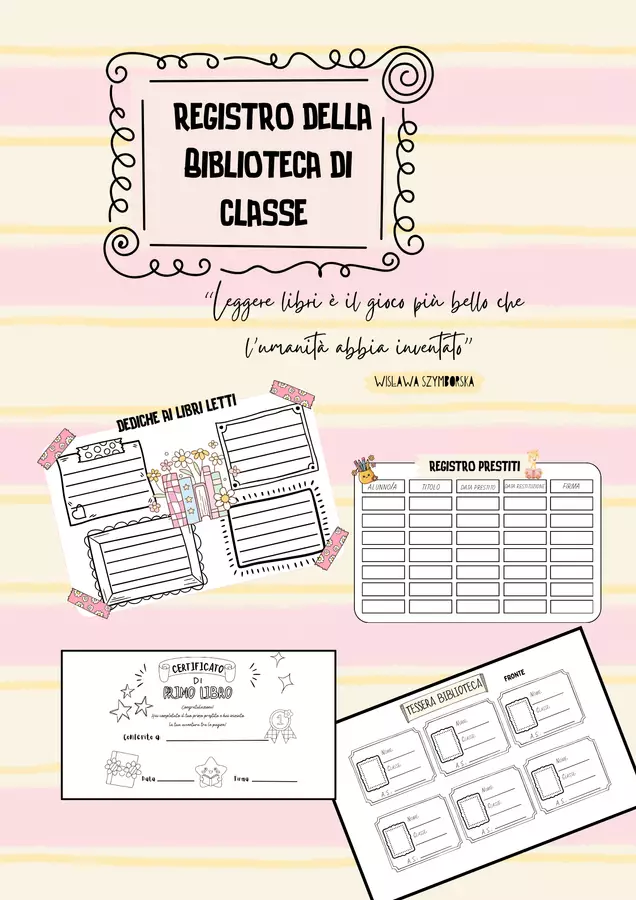 REGISTRO DELLA BIBLIOTECA DI CLASSE + BONUS Programmi scolastici / Materiali per docenti - REGISTRO DELLA BIBLIOTECA DI CLASSE + BONUS - Maestra Rache - Pagina di copertina