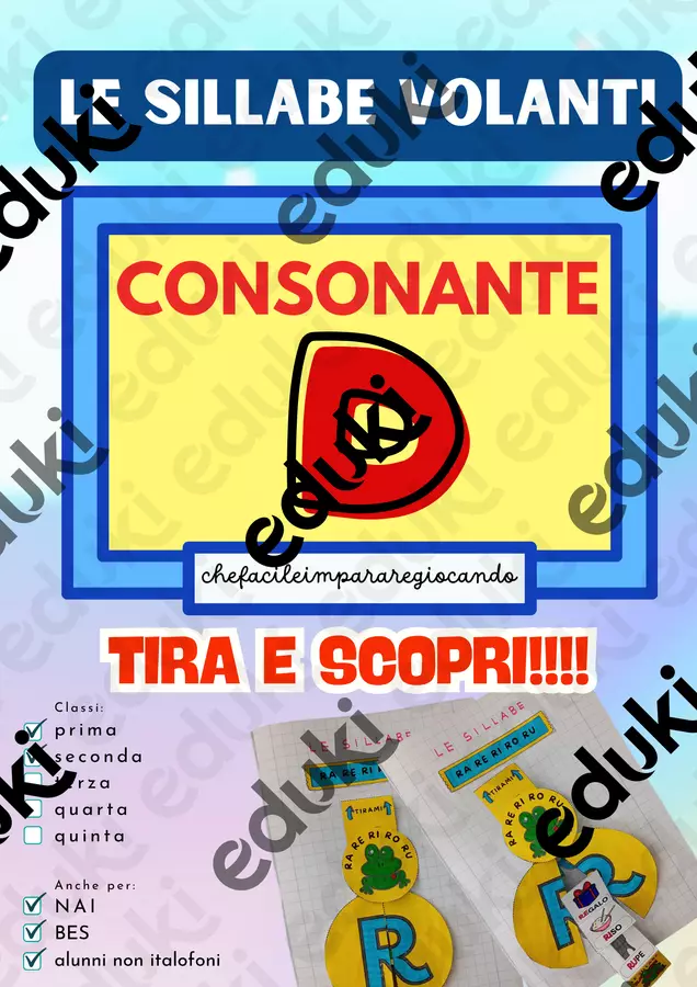 LA D VOLANTE – SILLABE DA DE DI DO DU Esercizi - LA D VOLANTE – SILLABE DA DE DI DO DU - chefacileimpararegiocando - Pagina di copertina