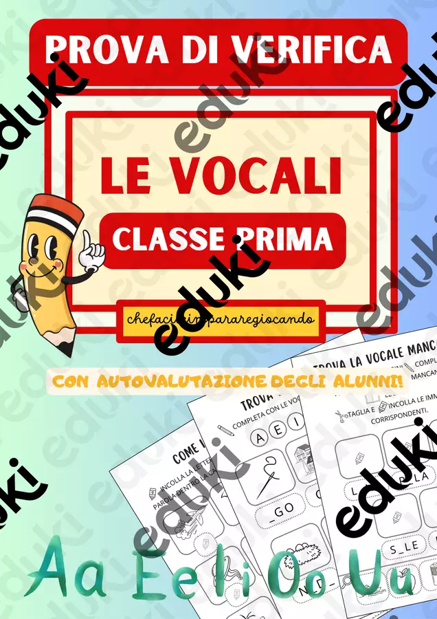 VERIFICA – LE VOCALI – CLASSE PRIMA Compiti in classe/Test - VERIFICA – LE VOCALI – CLASSE PRIMA - chefacileimpararegiocando - Pagina di copertina