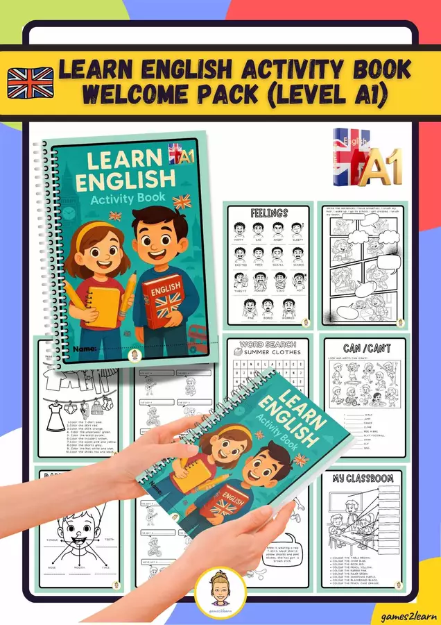 LEARN ENGLISH ACTIVITY BOOK WELCOME PACK (Level A1) Esercizi - LEARN ENGLISH ACTIVITY BOOK WELCOME PACK (Level A1) - games2learn - Pagina di copertina
