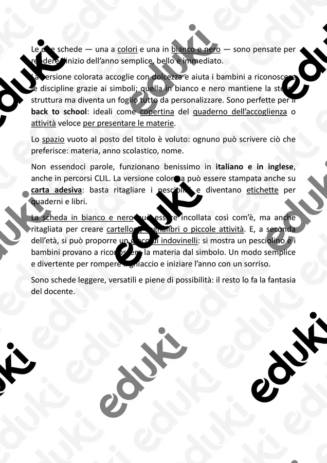 back to school, discipline scolastiche Materiale di supporto/inclusione - back to school, discipline scolastiche - Teacher Annalisa - Pagina di copertina