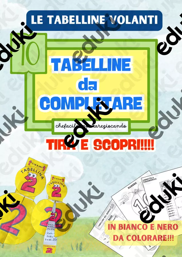 TABELLINE VOLANTI DA COMPLETARE - TABELLINE DA 1 A 10 Esercizi - TABELLINE VOLANTI DA COMPLETARE - TABELLINE DA 1 A 10 - chefacileimpararegiocando - Pagina di copertina