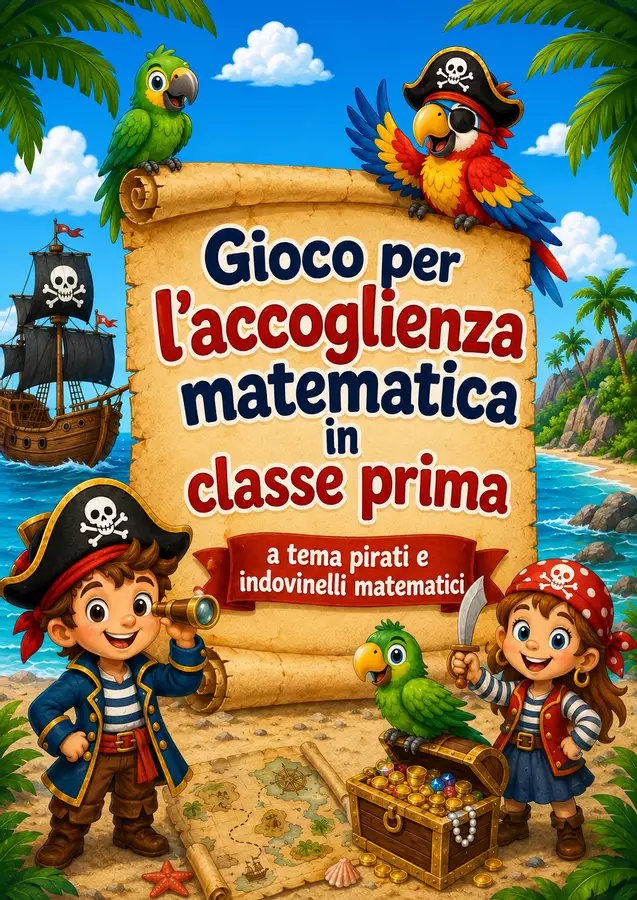 Accoglienza Matematica classe prima - indovinelli matematici con i pirati Esercizi - Accoglienza Matematica classe prima - indovinelli matematici con i pirati - MilleLibriPerBambini - Pagina di copertina