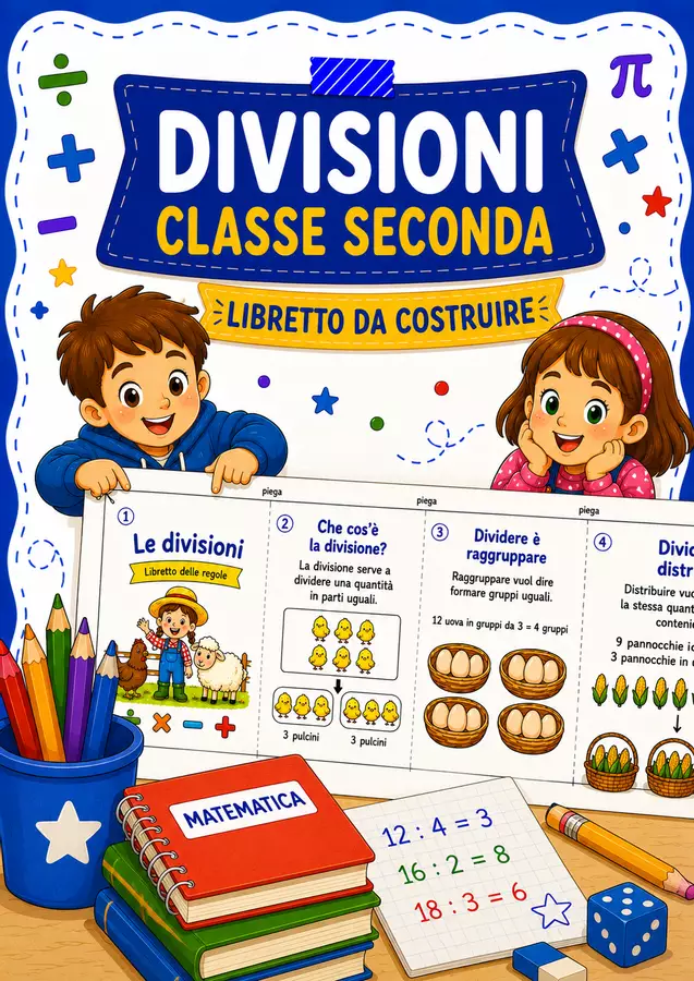 Divisioni classe seconda - Libretto da costruire Materiale di supporto/inclusione - Divisioni classe seconda - Libretto da costruire - STEM nello zaino - Pagina di copertina