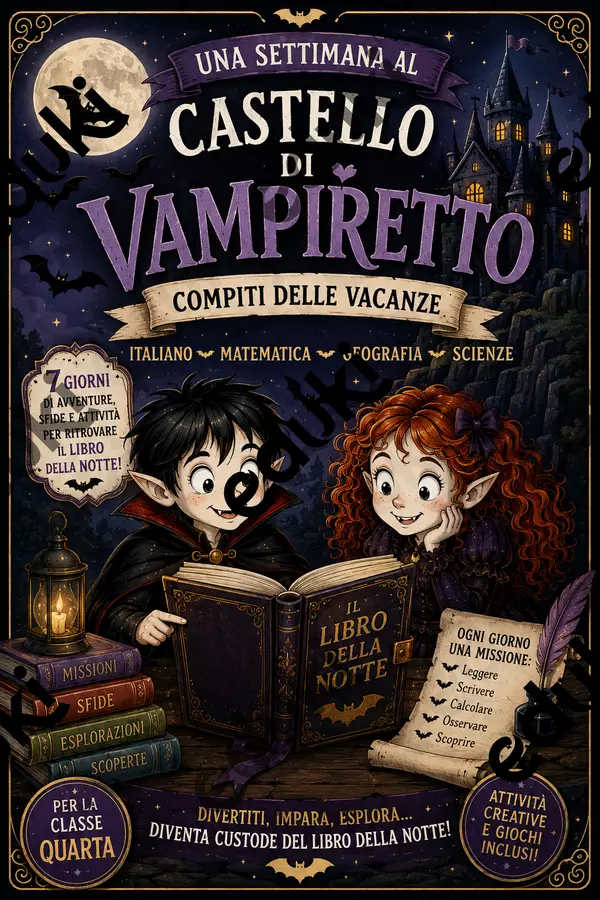 🦇 Una settimana al Castello di Vampiretto - COMPITI CL.4 Esercizi - 🦇 Una settimana al Castello di Vampiretto - COMPITI CL.4 - Brainstorming for Teacher - Pagina di copertina