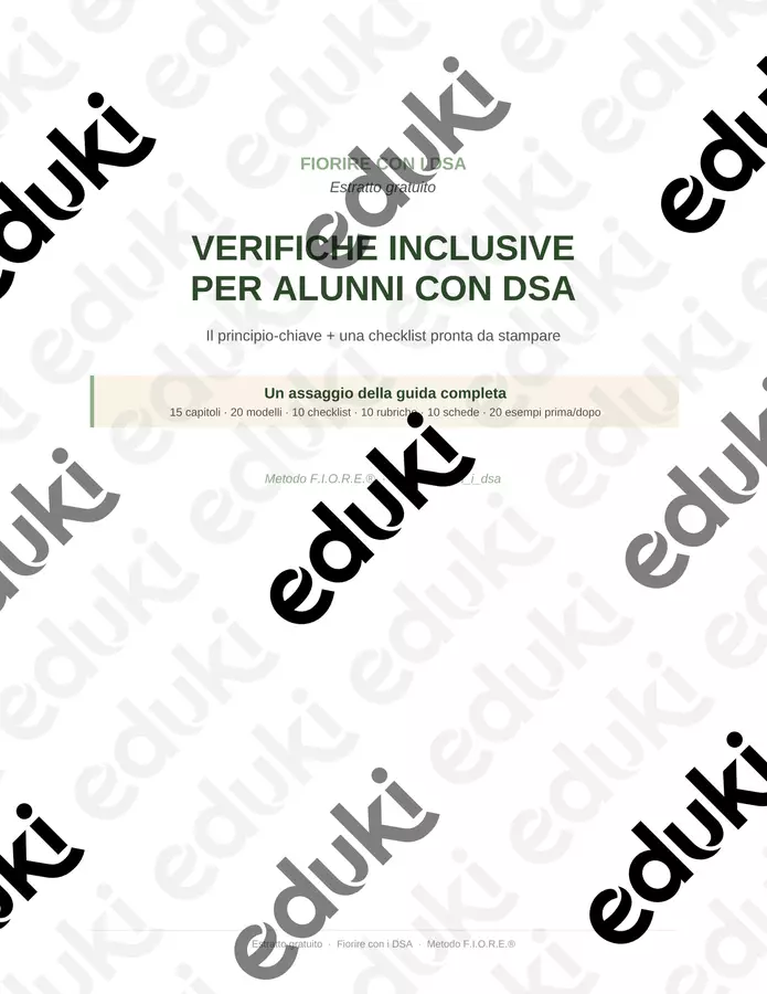Verifiche– Estratto gratuito + checklist pronta da stampare Materiale di supporto/inclusione - Verifiche– Estratto gratuito + checklist pronta da stampare - Maestra Federica - Fiorire con i DSA - Pagina di copertina