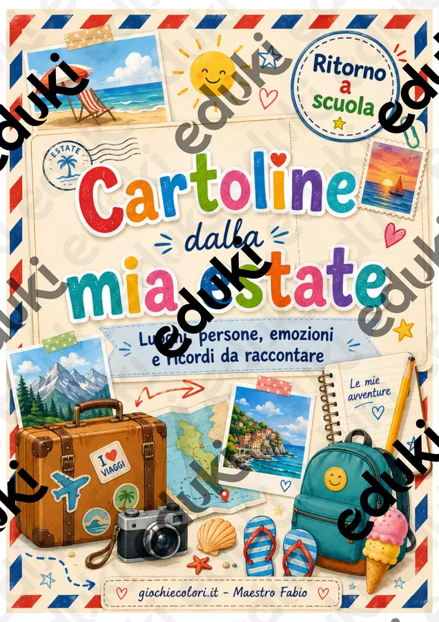 Accoglienza - Cartoline dalla mia estate Schede informative - Accoglienza - Cartoline dalla mia estate - Maestro Fabio Giochiecolori - Pagina di copertina