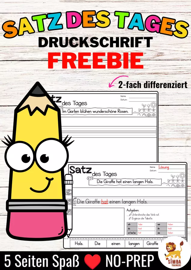 Gratuito: Sätze schreiben / Satz des Tages / Schüttelsätze (Druckschrift) Tedesco Esercizi - Gratuito: Sätze schreiben / Satz des Tages / Schüttelsätze (Druckschrift) Tedesco - SIMBA Trainers Education - Pagina di copertina