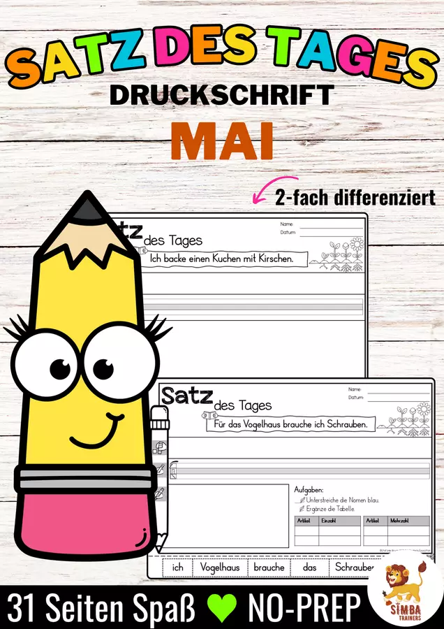 Sätze schreiben / Satz des Tages / Schüttelsätze (Druckschrift) schreiben Frühling Muttertag Vatertag Mai Primavera Festa della Mamma Festa del Papà Maggio Tedesco Esercizi - Sätze schreiben / Satz des Tages / Schüttelsätze (Druckschrift) schreiben Frühling Muttertag Vatertag Mai Primavera Festa della Mamma Festa del Papà Maggio Tedesco - SIMBA Trainers Education - Pagina di copertina