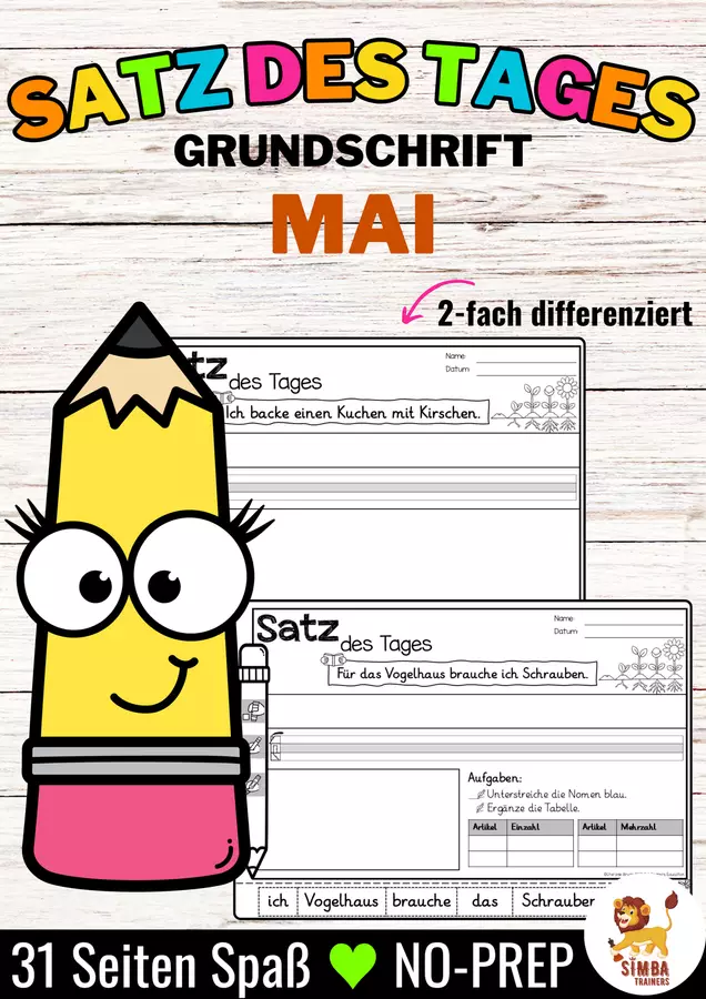 Sätze schreiben / Satz des Tages / Schüttelsätze (Grundschrift) schreiben Frühling Muttertag Vatertag Mai Primavera Festa della Mamma Festa del Papà Maggio Tedesco Esercizi - Sätze schreiben / Satz des Tages / Schüttelsätze (Grundschrift) schreiben Frühling Muttertag Vatertag Mai Primavera Festa della Mamma Festa del Papà Maggio Tedesco - SIMBA Trainers Education - Pagina di copertina