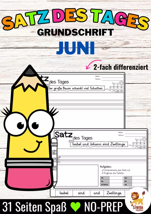 Sätze schreiben / Satz des Tages / Schüttelsätze (Grundschrift) schreiben Frühling Sommer Juni Primavera Estate Giugno Tedesco Esercizi - Sätze schreiben / Satz des Tages / Schüttelsätze (Grundschrift) schreiben Frühling Sommer Juni Primavera Estate Giugno Tedesco - SIMBA Trainers Education - Pagina di copertina