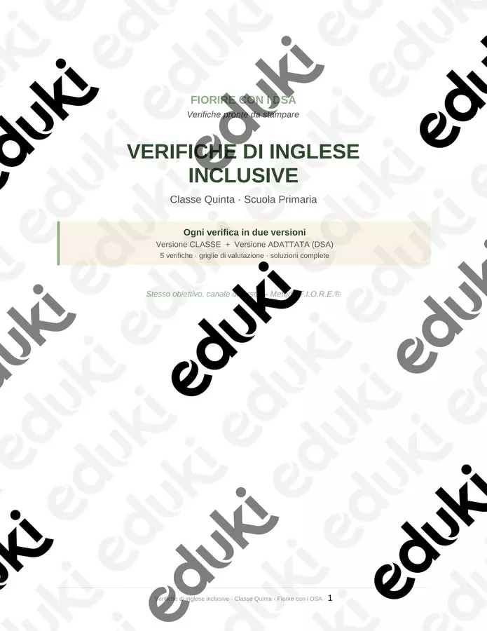 Verifiche-inglese-inclusive-quinta Esercizi - Verifiche-inglese-inclusive-quinta - Maestra Federica - Fiorire con i DSA - Pagina di copertina