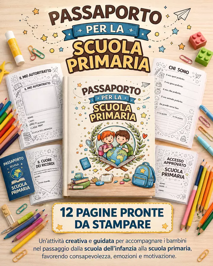Passaporto per la Scuola Primaria: attività di continuità Altro tipo di materiale - Passaporto per la Scuola Primaria: attività di continuità - Maestro Fabio Giochiecolori - Pagina di copertina