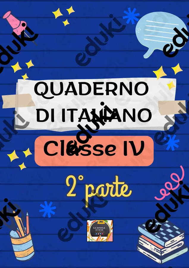 QUADERNO DI ITALIANO classe 4°- 2° parte - Esercizi - QUADERNO DI ITALIANO classe 4°- 2° parte - - La scuola di Oscar - Pagina di copertina