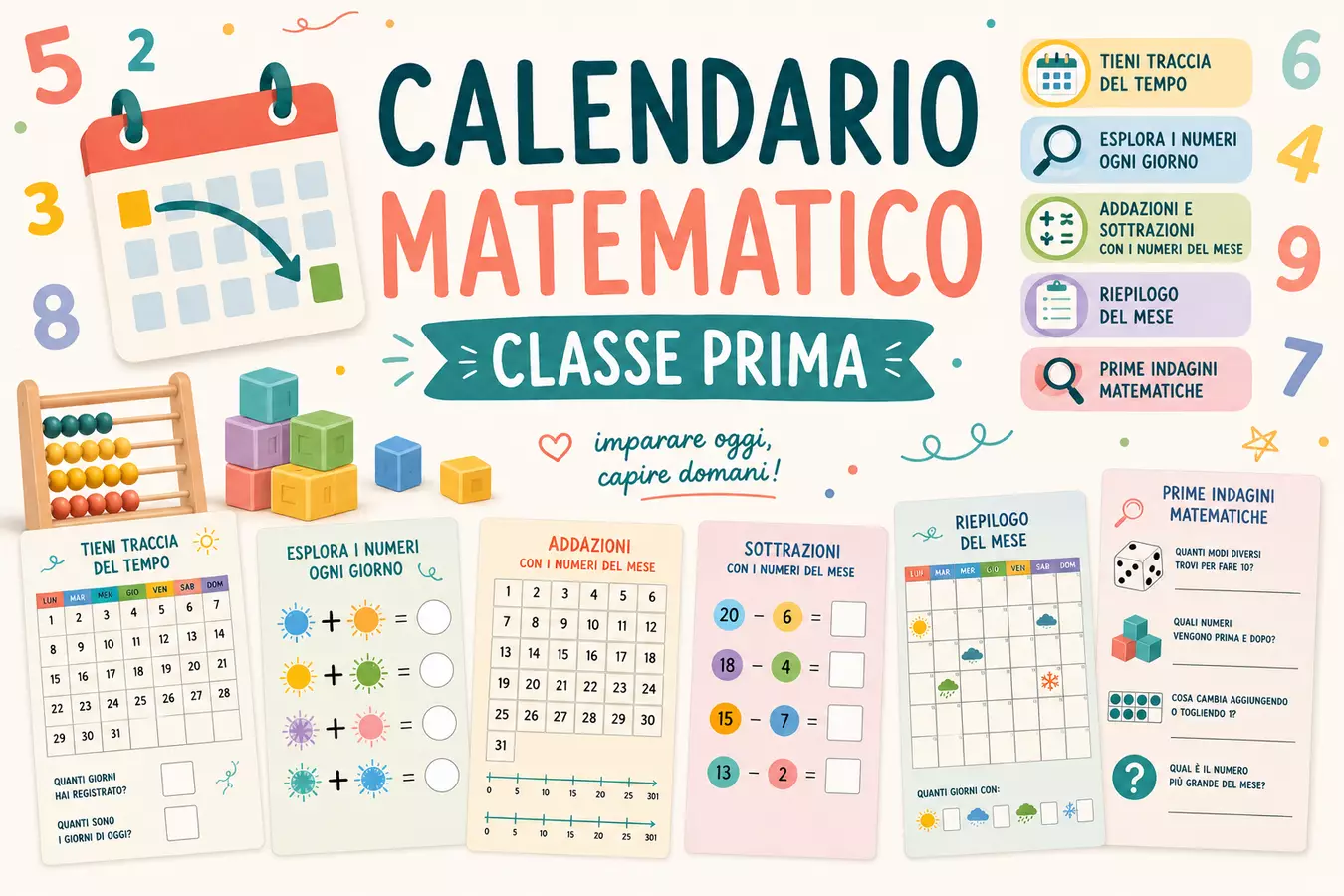 Calendario Matematico 2026/2027 – Classe Prima Materiale interattivo - Calendario Matematico 2026/2027 – Classe Prima - Officina - didattica - Pagina di copertina