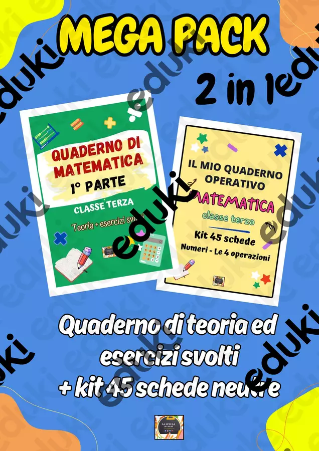 MEGA PACK 2 in 1: Quaderno di Matematica classe 3° con teoria ed esercizi svolti + kit 45 Schede Neutre in b/n - 1° parte - Esercizi - MEGA PACK 2 in 1: Quaderno di Matematica classe 3° con teoria ed esercizi svolti + kit 45 Schede Neutre in b/n - 1° parte - - La scuola di Oscar - Pagina di copertina