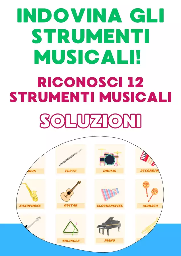 SOLUZIONI Indovina gli strumenti musicali - Quiz Musicale Esercizi - SOLUZIONI Indovina gli strumenti musicali - Quiz Musicale - Emanuele Ruggiero - Music Teacher - Pagina di copertina