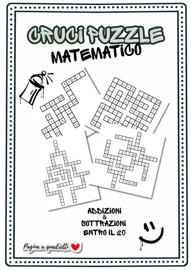 Cruci puzzle matematico. Numeri entro il 20 Giochi - Cruci puzzle matematico. Numeri entro il 20 - Pagina_a_quadretti - Pagina di copertina
