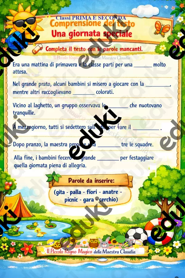 UNA GIORNATA SPECIALE - CLASSI 1 e 2 Esercizi - UNA GIORNATA SPECIALE - CLASSI 1 e 2 - Il Piccolo Regno Magico della Maestra Claudia - Pagina di copertina