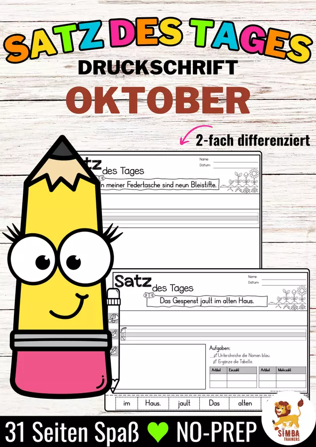 Sätze schreiben / Satz des Tages / Schüttelsätze (Druckschrift) schreiben Herbst Halloween Oktober Autunno Ottobre Tedesco Esercizi - Sätze schreiben / Satz des Tages / Schüttelsätze (Druckschrift) schreiben Herbst Halloween Oktober Autunno Ottobre Tedesco - SIMBA Trainers Education - Pagina di copertina