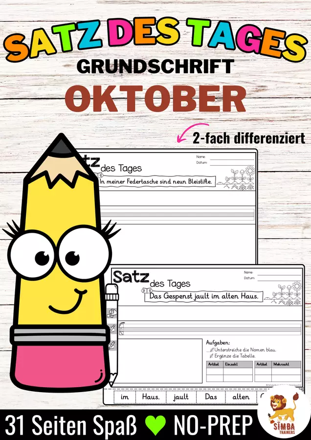 Sätze schreiben / Satz des Tages / Schüttelsätze (Grundschrift) schreiben Herbst Halloween Oktober Autunno Ottobre Tedesco Esercizi - Sätze schreiben / Satz des Tages / Schüttelsätze (Grundschrift) schreiben Herbst Halloween Oktober Autunno Ottobre Tedesco - SIMBA Trainers Education - Pagina di copertina