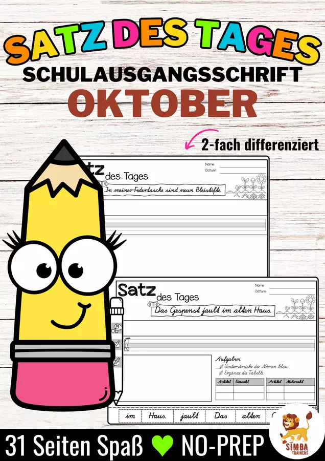 Sätze schreiben / Satz des Tages / Schüttelsätze (Schulausgangsschrift) schreiben Herbst Halloween Oktober Autunno Ottobre tedesco Esercizi - Sätze schreiben / Satz des Tages / Schüttelsätze (Schulausgangsschrift) schreiben Herbst Halloween Oktober Autunno Ottobre tedesco - SIMBA Trainers Education - Pagina di copertina